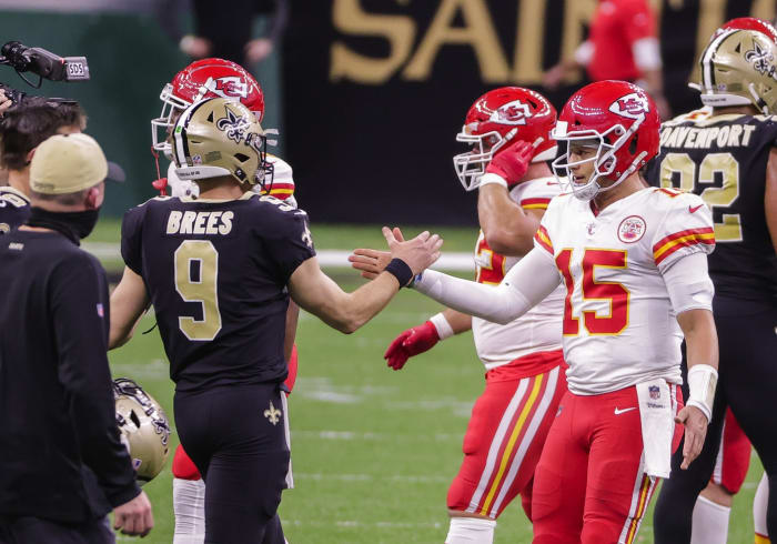 Saints QB Drew Brees and Chiefs QB Patrick Mahomes
